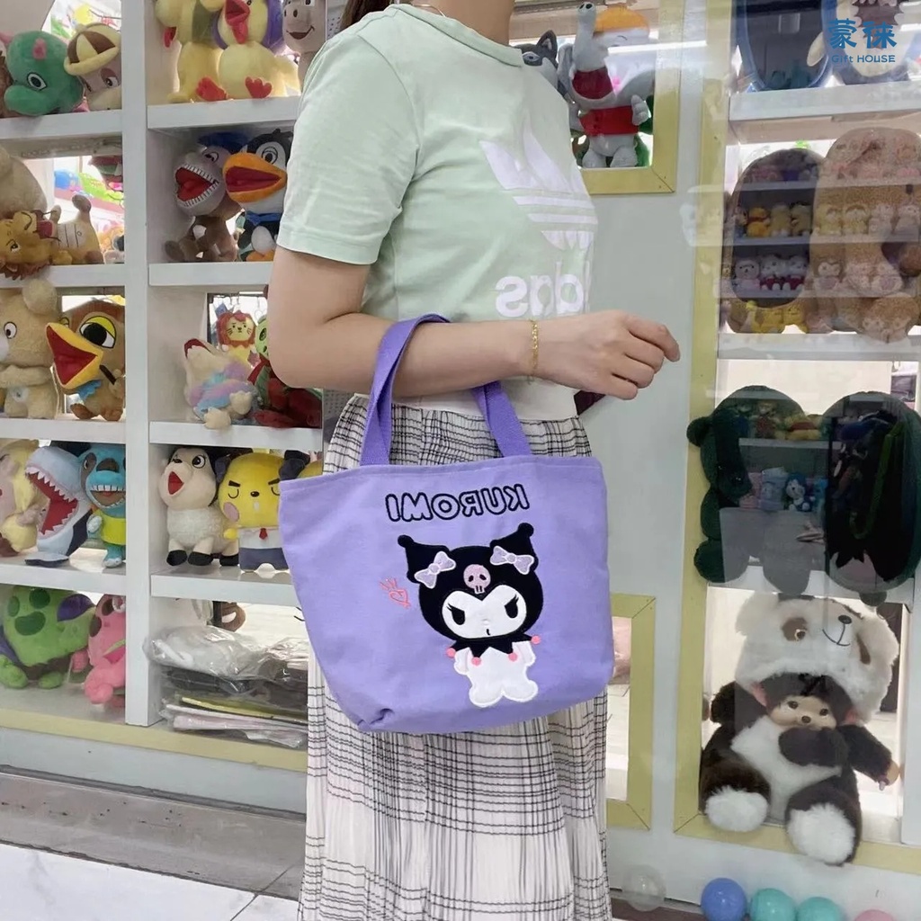 SANRIO กระเป๋าถือ กระเป๋าสะพายไหล่ ผ้าแคนวาส ขนาดใหญ่ จุของได้เยอะ ลาย My Melody Kuromi เหมาะกับของขวัญ สําหรับสตรี