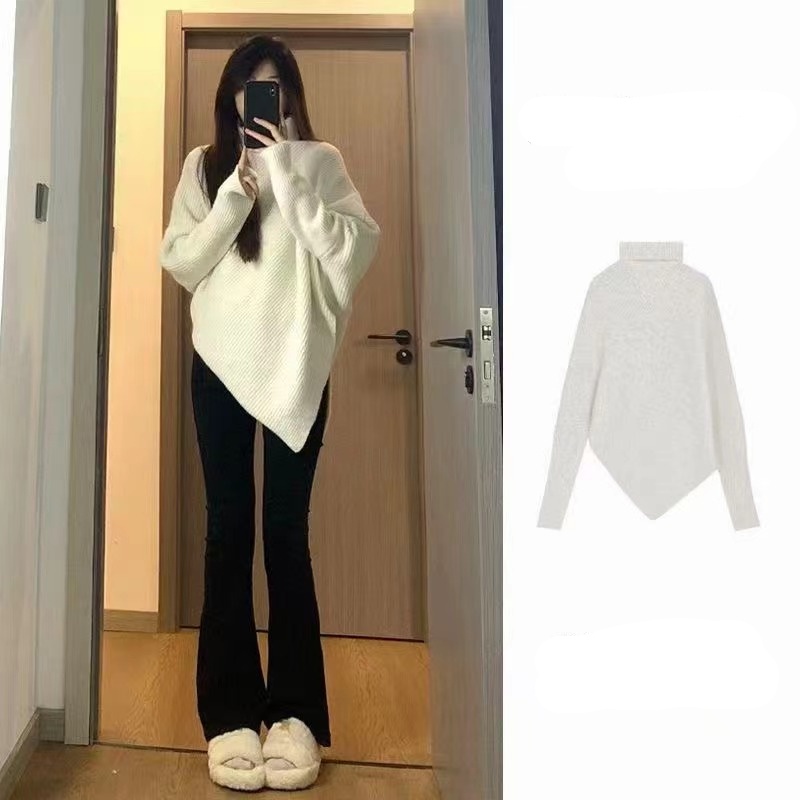 Suxi เสื้อกันหนาวลําลอง แขนยาว คอสูง สไตล์เกาหลี เรโทร มินิมอล สําหรับผู้หญิง - รูปที่ 3