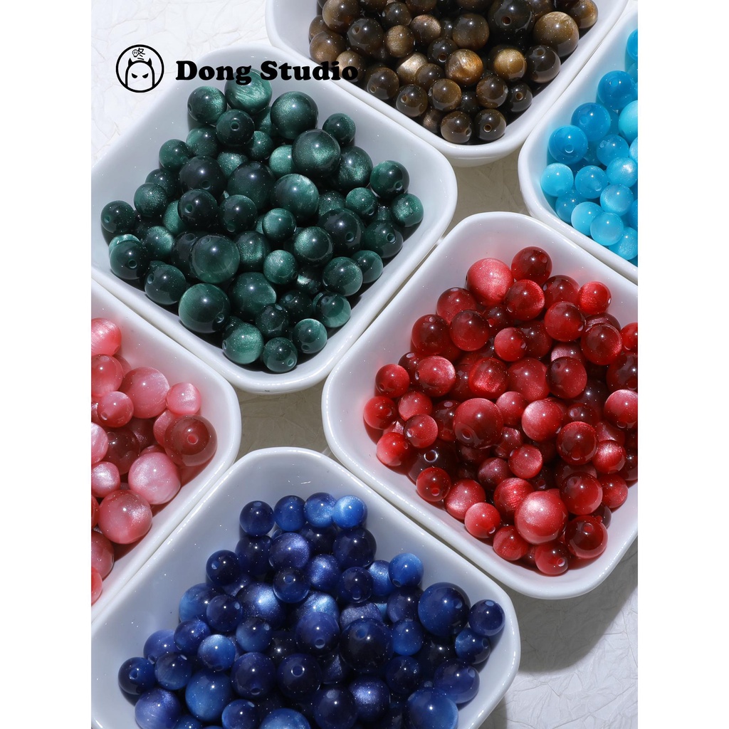 10pcs ฤดูใบไม้ร่วงและฤดูหนาวสีเข้มผูกดาวแมวตาเรซิ่นลูกปัดลูกปัด diy เครื่องประดับแฮนด์เมดสร้อยข้อมือวัสดุอุปกรณ์เสริม