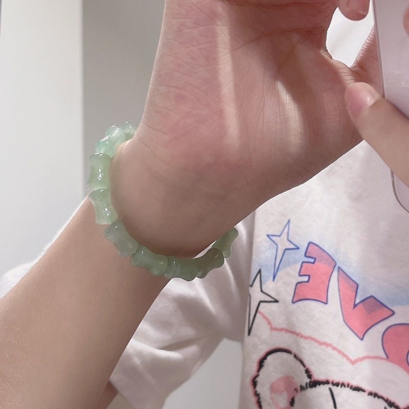 เครื่องประดับ สร้อยข้อมือ กําไลข้อมือ ประดับลูกปัดไม้ไผ่เทียม หรูหรา สามารถปรับได้ สไตล์จีนวินเทจ สําหรับผู้หญิง