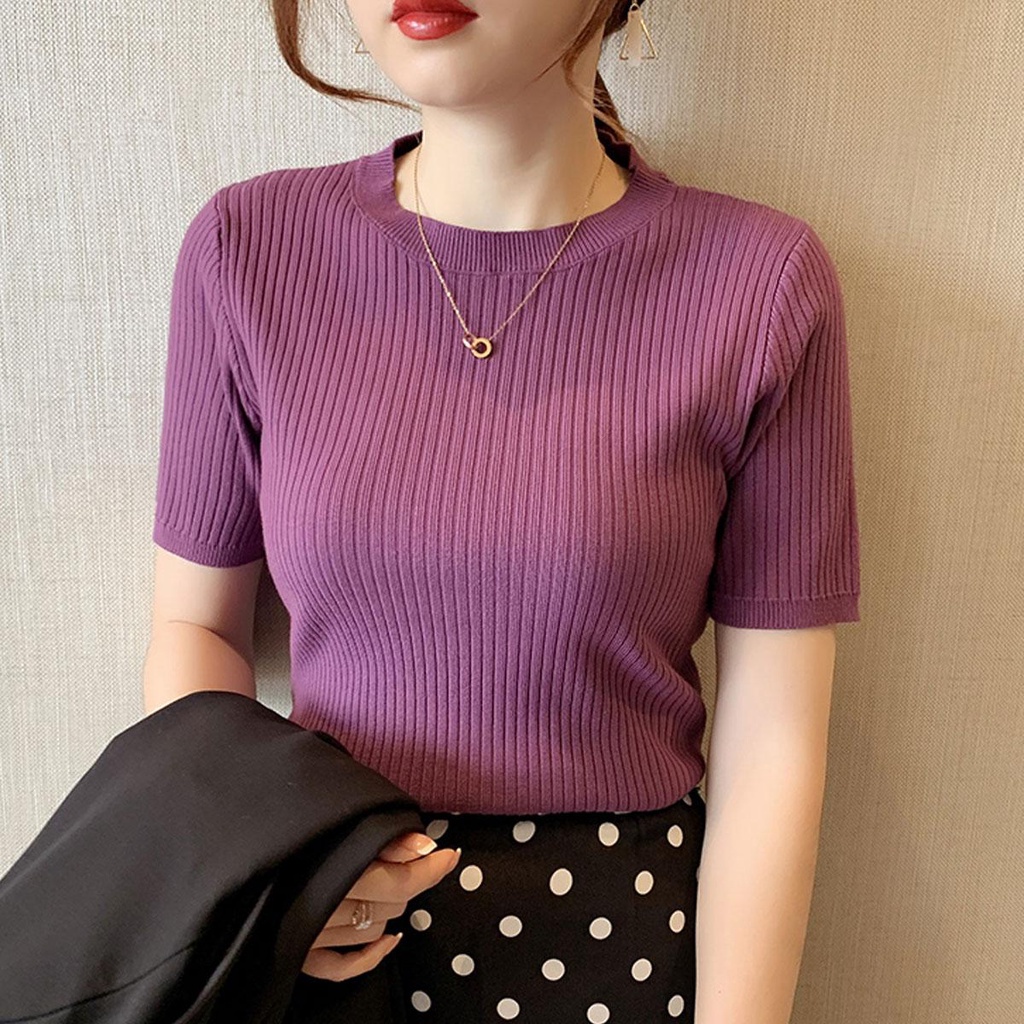 Grace เสื้อแขนสั้นผู้หญิง เสื้อเเฟชั่นเกาหลีเเขนสัน คุณภาพดี ใส่สบาย 9527
