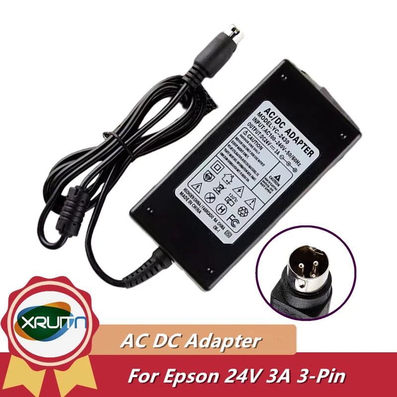 72W AC DC Adapter Charger สําหรับ EPSON M159D PS-180 4 TM-T20 P60 T70 T82 U220PD U220PB U210 24V 2.1