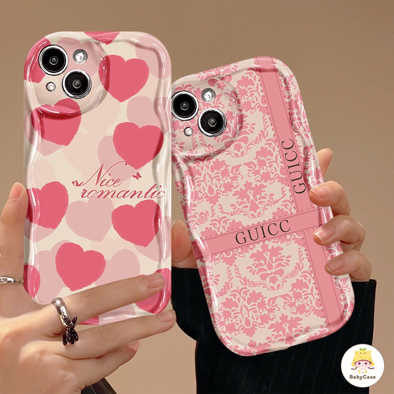 รักสีชมพูน่ารัก Graffiti TPU กรณีป้องกันเข้ากันได้ iPhone 11 15 13 12 14 Pro Max 7Plus X XR XS Max 7 8 Plus SE 2020