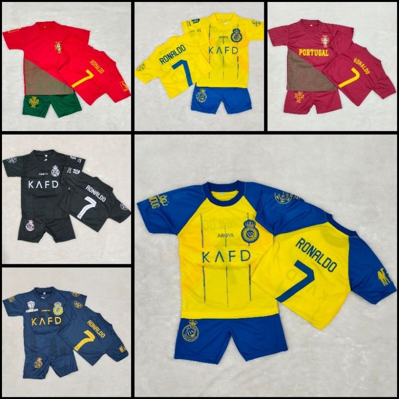 ชุดเสื้อฟุตบอล Ronaldo Kids ชุดเสื้อฟุตบอลเด็กชาย AL NASER PORTUAL ใหม่ล่าสุด