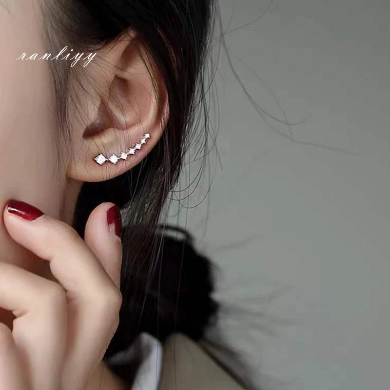 ต่างหูเงิน S925 Seven Star ประดับเพทาย สไตล์เกาหลี thumbnail 4