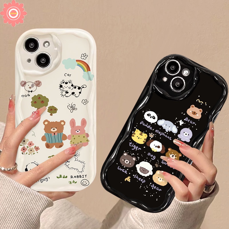 เคสโทรศัพท์มือถือ ขอบโค้ง ลายการ์ตูนกระต่าย สุนัข กราฟฟิตี้ 3D สําหรับ Redmi 10C 12C A1 9C 10A 12 9A 9T A2 10 9 Note 11 10s 12 9 10 8 11s Pro Max Mi 11 12 Lite Poco X5 M3 เคสโทรศัพท์มือถือ ลายการ์ตูนหมี แมว
