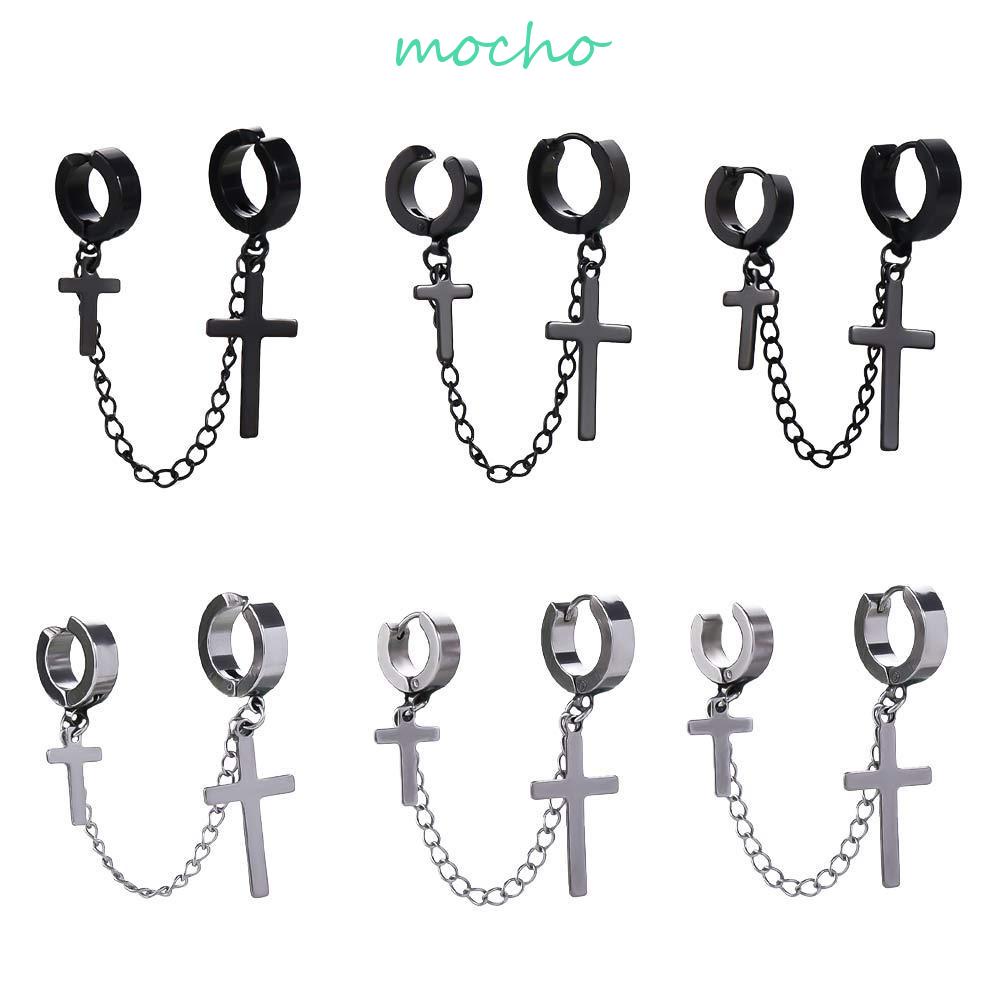 Mocho ผู้หญิง คลิปหู สําหรับเด็กผู้หญิง วินเทจ ไม้กางเขน พู่โซ่ ไม่ต้องเจาะ คลิปบนต่างหู ผู้ชาย ข้อมือหู
