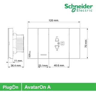 Schneider ชุดสวิตช์ทางเดียว 1ช่อง+เต้ารับเดี่ยว 3ขา 2ช่องพร้อมฝาครอบสีดำ รุ่น AvatarOn A | PlugOn