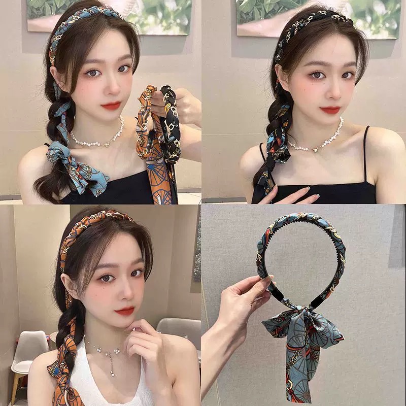 Dahong ผ้าผูกผม เกาหลี ที่คาดผม แฟชั่นแฟรี่ สําหรับผู้หญิง สไตล์เรโทร ริบบิ้น A38