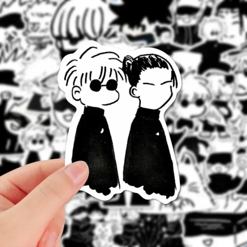 Jjk สติกเกอร์ ลายการ์ตูนอนิเมะ Gojo Satoru Geto Suguru Q Version สีดํา สีขาว สําหรับตกแต่งโทรศัพท์มือถือ แล็ปท็อป