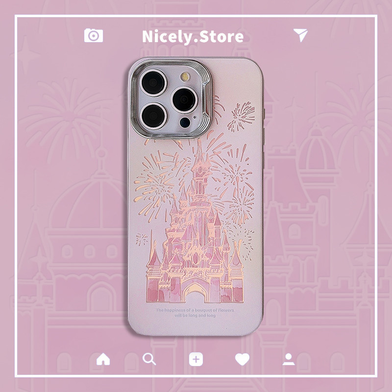เคสโทรศัพท์มือถือ TPU กันเหงื่อ ลายดอกไม้ไฟ สีชมพู สําหรับ iPhone 15 14 13 12 Pro Max 11