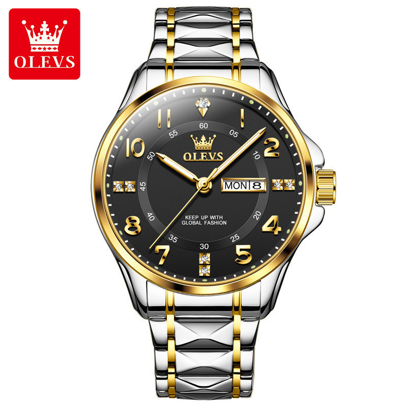 [พร้อมส่ง] Olevs 2910 นาฬิกาข้อมือควอตซ์ดิจิทัล สายสเตนเลส กันน้ํา หน้าปัดบอกเวลา ปฏิทินคู่ แฟชั่นเรียบง่าย สําหรับผู้ชาย (ฟรีกล่องนาฬิกาสวยหรู) - รูปที่ 3