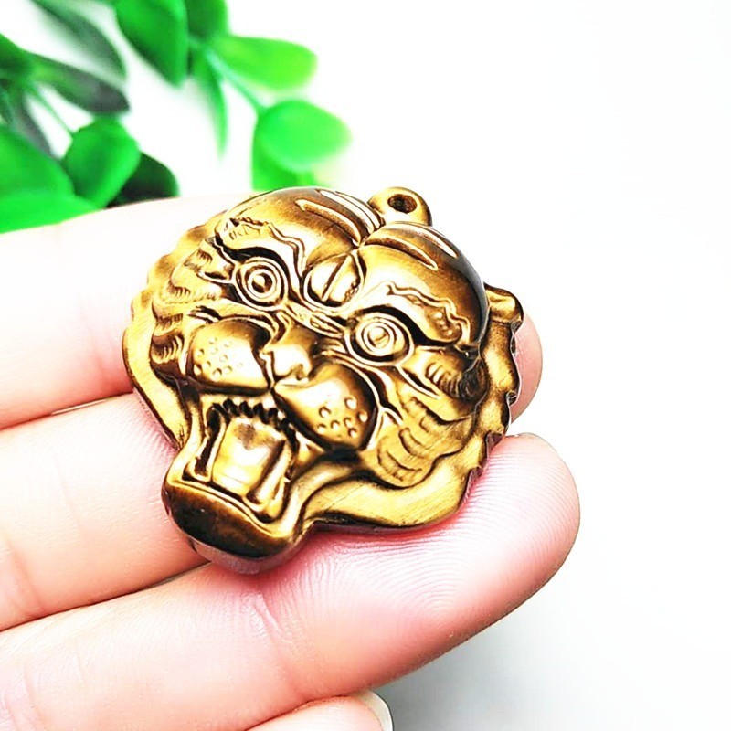 T Tiger Eye Series อุปกรณ์เสริม Tiger Eye Stone จี้หัวเสือ Seiko Tiger Eye Stone Tiger Eye Stone จี้