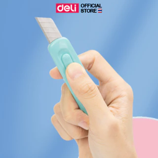คัตเตอร์จิ๋ว Deli คัตเตอร์ตัดกระดาษ คัตเตอร์พกพา ไซส์มินิ ขนาดเล็ก พกพาง่าย สีพาสเทล