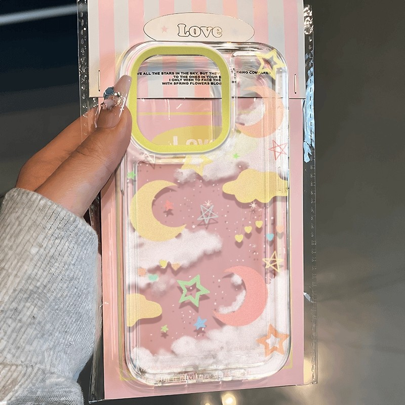 เคส Oppo A16 A15 A17 A57 A18 A54 A54s A58 A53 A38 A7 A9 A16K A76 A3s A31 A74 Reno 5 10 เปล่งประกายดวงจันทร์ดวงดาวคลาวด์ร