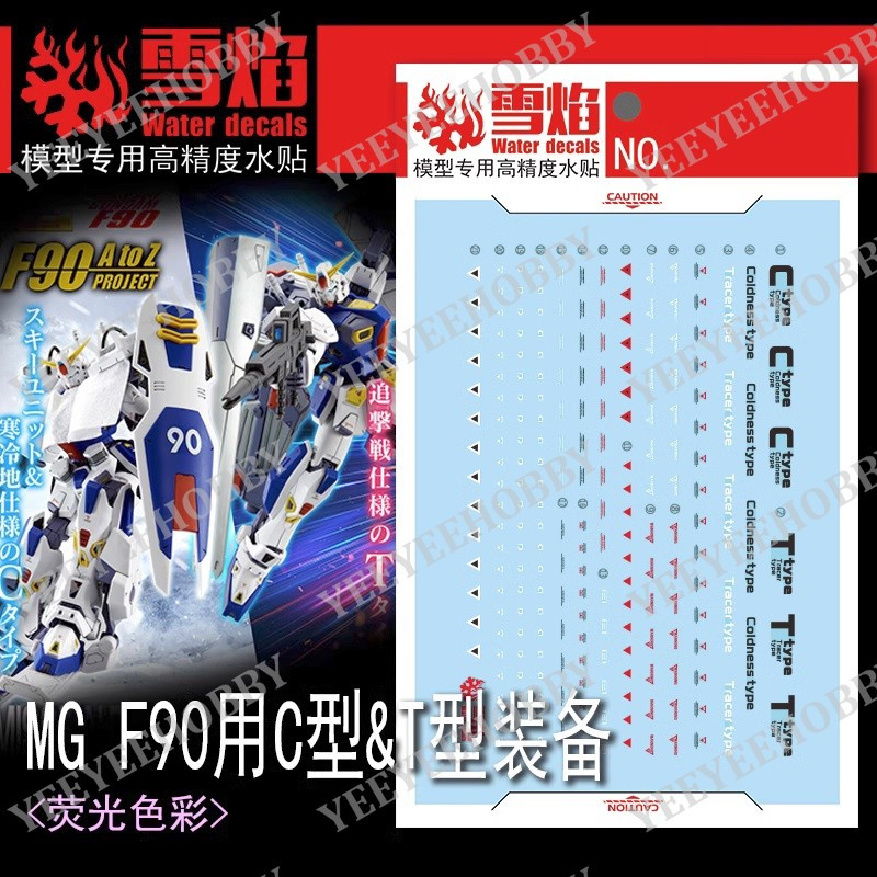 XUEYAN รุ่น DECAL - MG-134 - REFLECTIVE WATER DECAL สําหรับ MG 1/100 F90 MISSION PACK C TYPE & T TYP