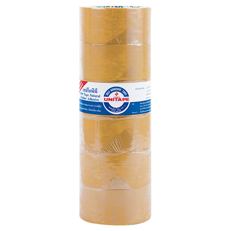 Unitape เทปโอพีพี 2 นิ้วx45 หลา (แพ็ค6ม้วน) สีชา เทป