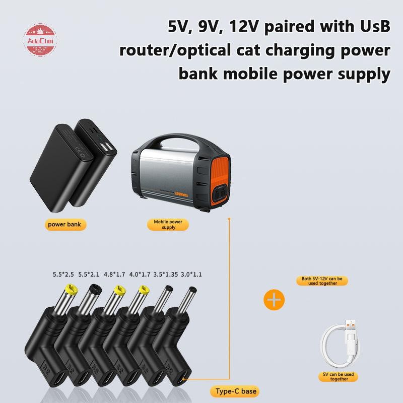 Adachoi USB C PD ถึง DC Power Connector Universal 5/9/12V ประเภท C ถึง DC แจ็คปลั๊กชาร์จอะแดปเตอร์แปลงสําหรับเราเตอร์แท็บเล็ตพัดลมขนาดเล็ก TH