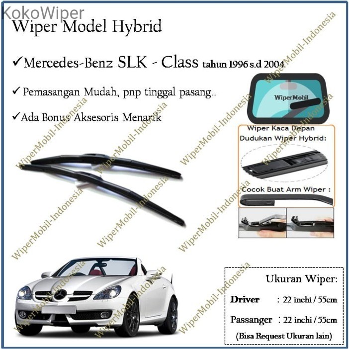 Kokowiper Wiper Hybrid Car Window Mercedes Benz SLK Class 96 1997 1998 1999 2000