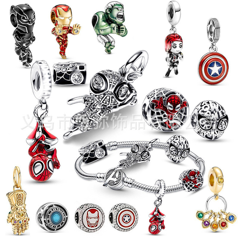 Diy ภาพยนตร์ สินค้าการ์ตูน & V Spider City Man DIY การ์ตูนลูกปัดหลวมจี้ลูกปัดสร้อยข้อมือ Charm