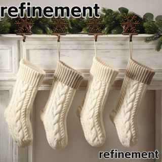 Refinement ถุงน่องคริสต์มาส ผ้าถัก ขนาด 18 นิ้ว 46 ซม. สําหรับตกแต่งบ้าน ปาร์ตี้คริสต์มาส