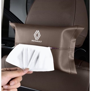 Renault LOGO Tissue Box Talisman Captur Koleos Megane Fluence laguna Espace Car Seat Rear Hanging Paper Bag Handbox Strap Leather Storage Bag