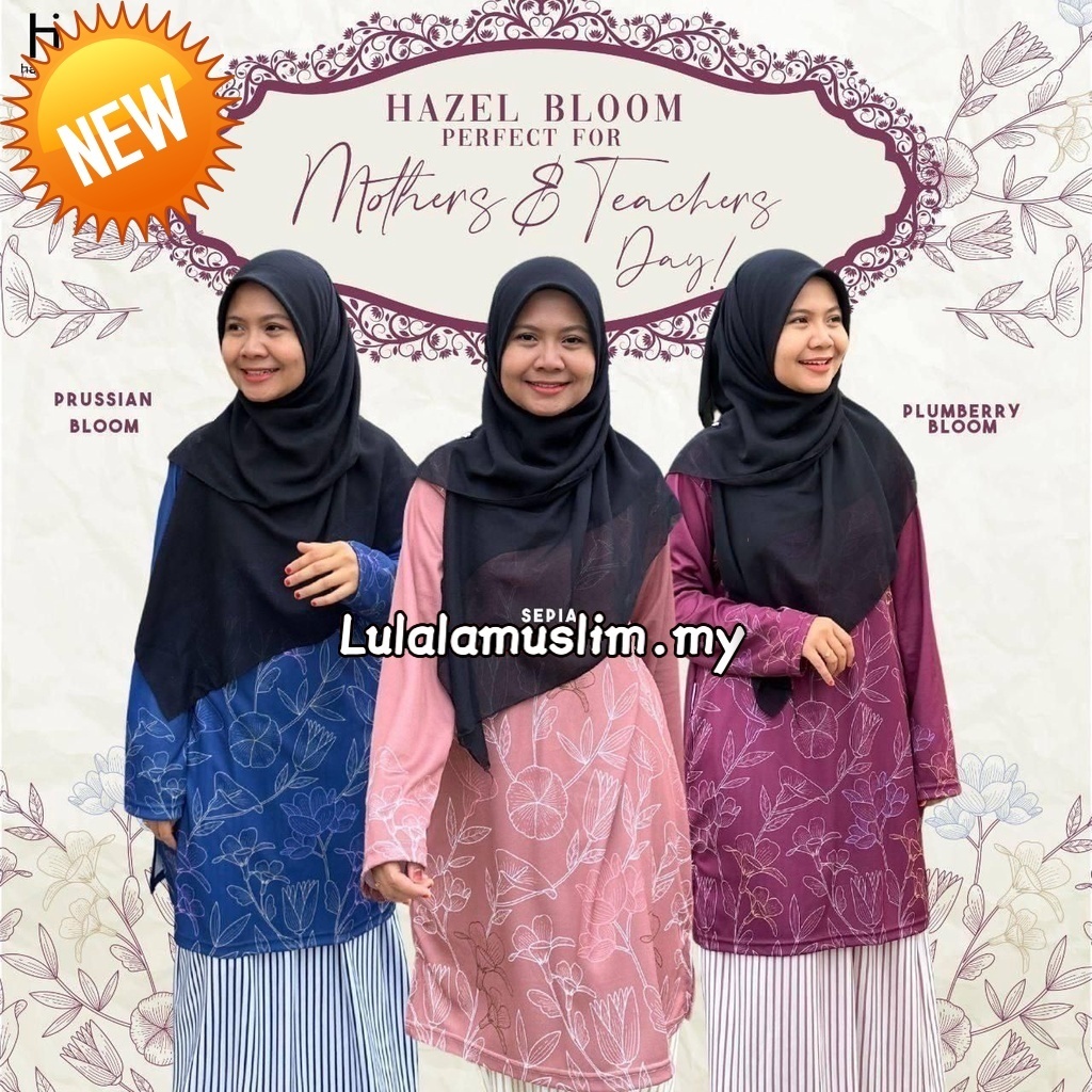 (XinXin)TSHIRT MUSLIMAH SUBLIMATION JERSEY HAZEL BLOOM S-3XL CUTTING A CUT丨BAJU JERSEY MUSLIMAH 丨เสื