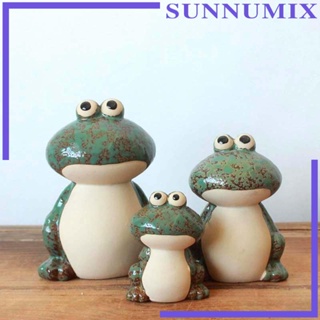 [Sunnimix] รูปปั้นกบเซรามิค รูปปั้นสัตว์ สําหรับตกแต่งบ้าน ตู้หนังสือ ห้องนั่งเล่น 3 ชิ้น