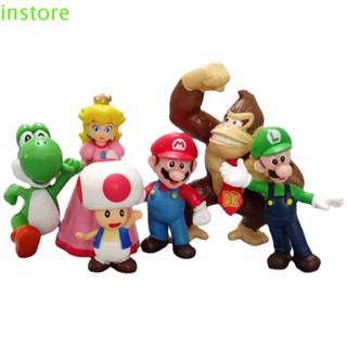 Instore โมเดลฟิกเกอร์ PVC รูปปั้นเห็ด Mario Super Mario Bros สําหรับตกแต่งบ้าน