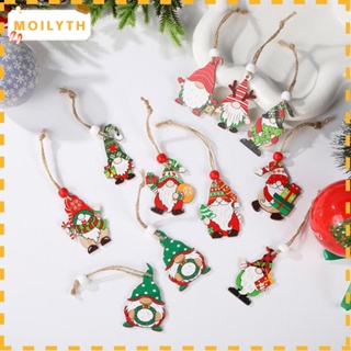 Moilyth จี้ไม้ รูปโนมคริสต์มาส DIY สําหรับแขวนตกแต่งต้นคริสต์มาส 12 ชิ้น ต่อกล่อง