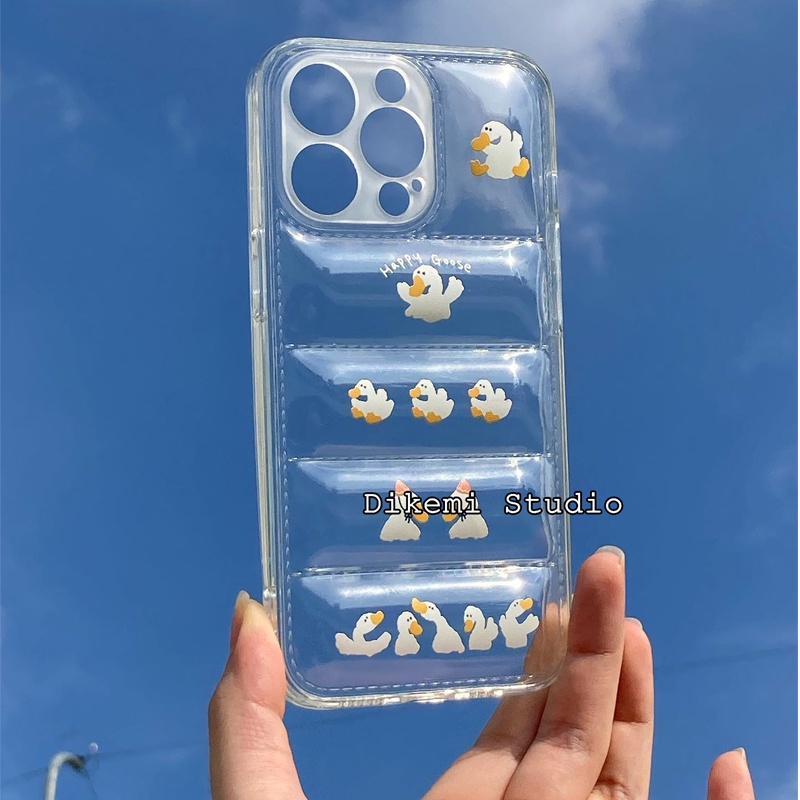 เคสโทรศัพท์มือถือแบบนิ่ม ใส ลายการ์ตูนเป็ดน่ารัก สไตล์เกาหลี สําหรับ iphone14pro 13promax 13 14 12 11