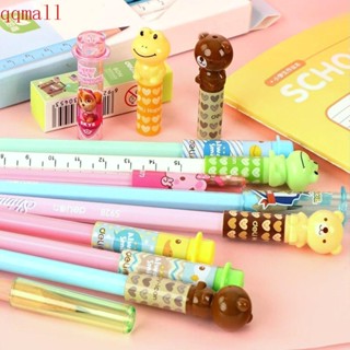Qqmall ฝาครอบป้องกันดินสอ พลาสติก ลายการ์ตูนกบ หมี ของขวัญสําหรับเด็ก 4 ชิ้น