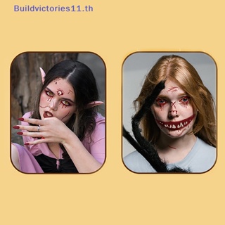 Buildvictories11 สติกเกอร์รอยสัก รูปกะโหลกเลือด รอยแผลเป็นจําลอง สําหรับตกแต่งปาร์ตี้ฮาโลวีน