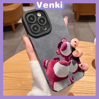 VENKI - เข้ากันได้สำหรับ เคสไอโฟน เคสไอโฟน11 เคส iphone 11 กรณีนุ่มกันกระแทกหนังป้องกันกล้องเคสโทรศัพท์น่ารักการ์ตูนหมีสีชมพูเข้ากันได้กับ iPhone 14 PRO MAX 13 PRO MAX 12 PRO MAX XR XS 7Plus 8 PLUS