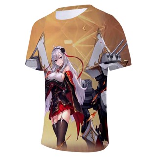 เสื้อยืดลําลอง พิมพ์ลาย Azur Lane สไตล์ญี่ปุ่น ฮาราจูกุ