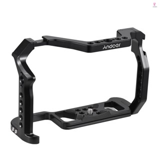 Andoer Camera Cage with Dual Cold Shoe Mount for Canon R5/R6/R6 II - Aluminum Alloy Construction