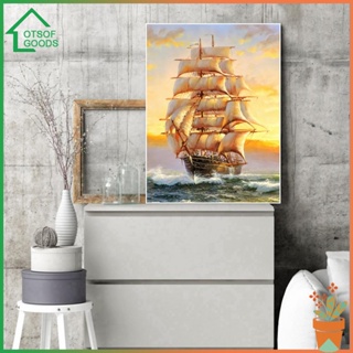 ✿ ล็อตซอฟกู้ด ✿  Sailboat ชุดงานจิตรกรรมเม็ดบีด ทรงเพชรกลม 5D DIY สําหรับตกแต่งบ้าน