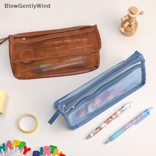 Blowgentlywind กระเป๋าดินสอ ผ้าไนล่อนใส แบบพกพา สไตล์ญี่ปุ่น BGW