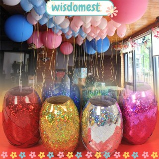 Wisdomest ริบบิ้นเลเซอร์ รูปลูกโป่ง สีโรสโกลด์ 10 เมตร สําหรับตกแต่งงานแต่งงาน งานวันเกิด 18 ชิ้น