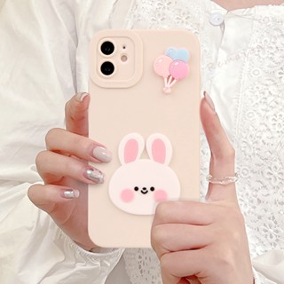 เคสซิลิโคนนิ่ม ลายการ์ตูนกระต่าย 3D สําหรับ IPhone 15 11 14 13 12 Pro MAX Mini Plus X XR XS MAX 6 S 7 8 Plus SE 2020 14Pro 15Pro