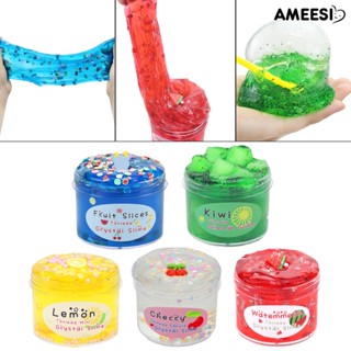 Ameesi ของเล่นสไลม์ผลไม้ คริสตัล โคลน เมฆ นิ่ม ยืดหยุ่น ไม่เหนียวติด ขนาด 70 มล. DIY สําหรับบีบคลายเครียด ปาร์ตี้ โปรดปราน