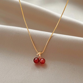 Ht Burgundy สร้อยคอโซ่ เหล็กไทเทเนียม ชุบทอง 18K ไม่จางหาย หรูหรา เครื่องประดับแฟชั่น สําหรับผู้หญิง