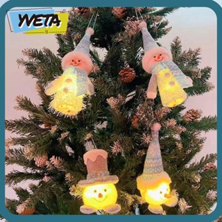 Yveta ตุ๊กตาสโนว์แมน มีไฟ LED เรืองแสง สีฟ้า ขาว เครื่องประดับ สําหรับตกแต่งต้นคริสต์มาส เทศกาล