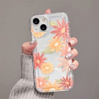 ดอกไม้สีเหลืองส้ม ดอกไม้สีฟ้า เคสไอโฟน Compatible for iPhone 11 14 13 12 15 Pro Max 7 8 SE XR 11Pro 14 15 Plus X XS max