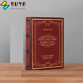 Suyo กล่องเก็บยา รักษาความปลอดภัย รูปหนังสือไม้ สีแดง