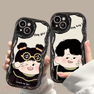 เคส Samsung A14 A13 A11 M11 A04 A04S A03 A02 A02S A71 A54 A53 A52 A52S A51 A50 A50S A34 A33 A32 A31 A30 A30S A24 A23 A21S A20 4G 5G 3D Relief Frame Boy Girl Soft Black Case