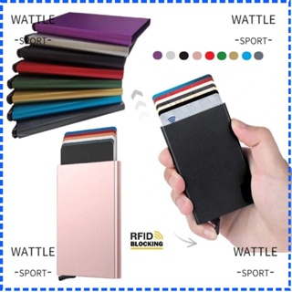 Wattle RFID กระเป๋าสตางค์ อะลูมิเนียมอัลลอย ใส่บัตรได้ สไตล์นักธุรกิจ สําหรับผู้ชาย