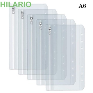 Hilario ซองเอกสาร PVC แบบใส ขนาด A5 A6 มีซิปโลหะ สําหรับใส่เอกสาร เครื่องเขียน 5 ชิ้น