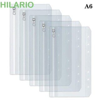 Hilario ซองเอกสาร PVC แบบใส ขนาด A5 A6 มีซิปโลหะ สําหรับใส่เอกสาร เครื่องเขียน 5 ชิ้น