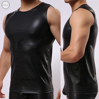 GORGEOUS~Adults Male Men Vest Breathable Casual Faux Leather Sexy Sleeveless S~XL